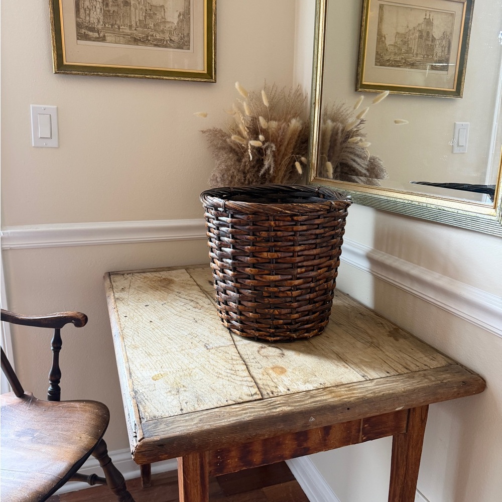 Vintage Woven Brown Rattan Decorative Basket - Home Accents